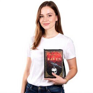 The Raven Vintage Book Purse Clutch Bag - Wristlet - Edgar Allan Poe Gifts